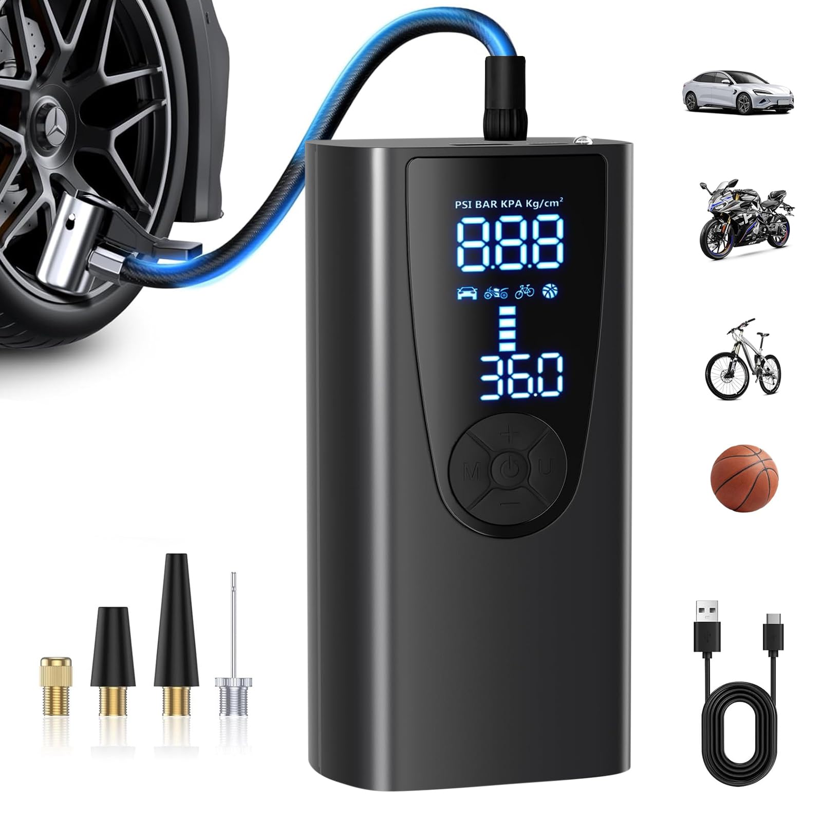 NOLYTH Portable Elektronische Luftpumpe mit 6000mAh Akku Kompressor