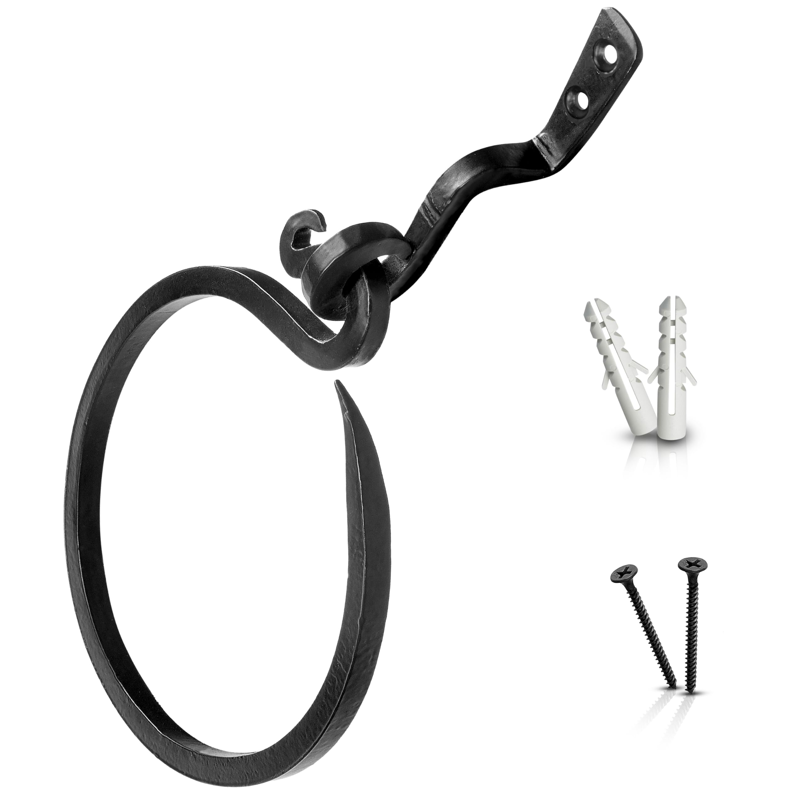 Blacksmith - Toallero de Hierro Forjado Hecho a Mano, Soporte Decorativo para Toallas (Negro)