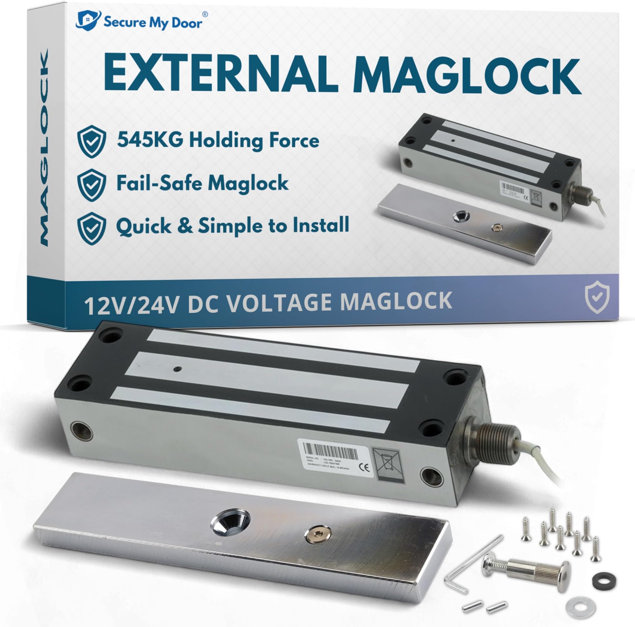 SecureMyDoor IP67 Weather Resistant External Magnetic Lock | Fail Safe Access Control Maglock | 1500lbs Holding Force | Stainless Steel | Ideal for Outdoor Use for Door or Gate