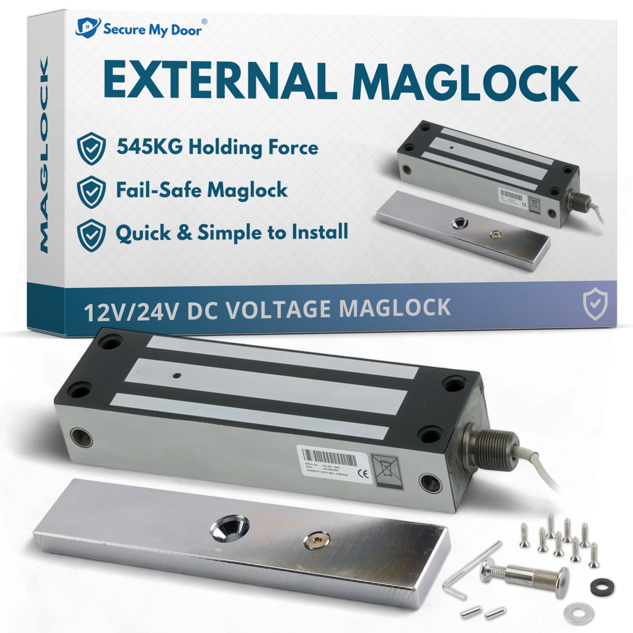 SecureMyDoor IP67 Weather Resistant External Magnetic Lock | Fail Safe Access Control Maglock | 1500lbs Holding Force | Stainless Steel | Ideal for Outdoor Use for Door or Gate