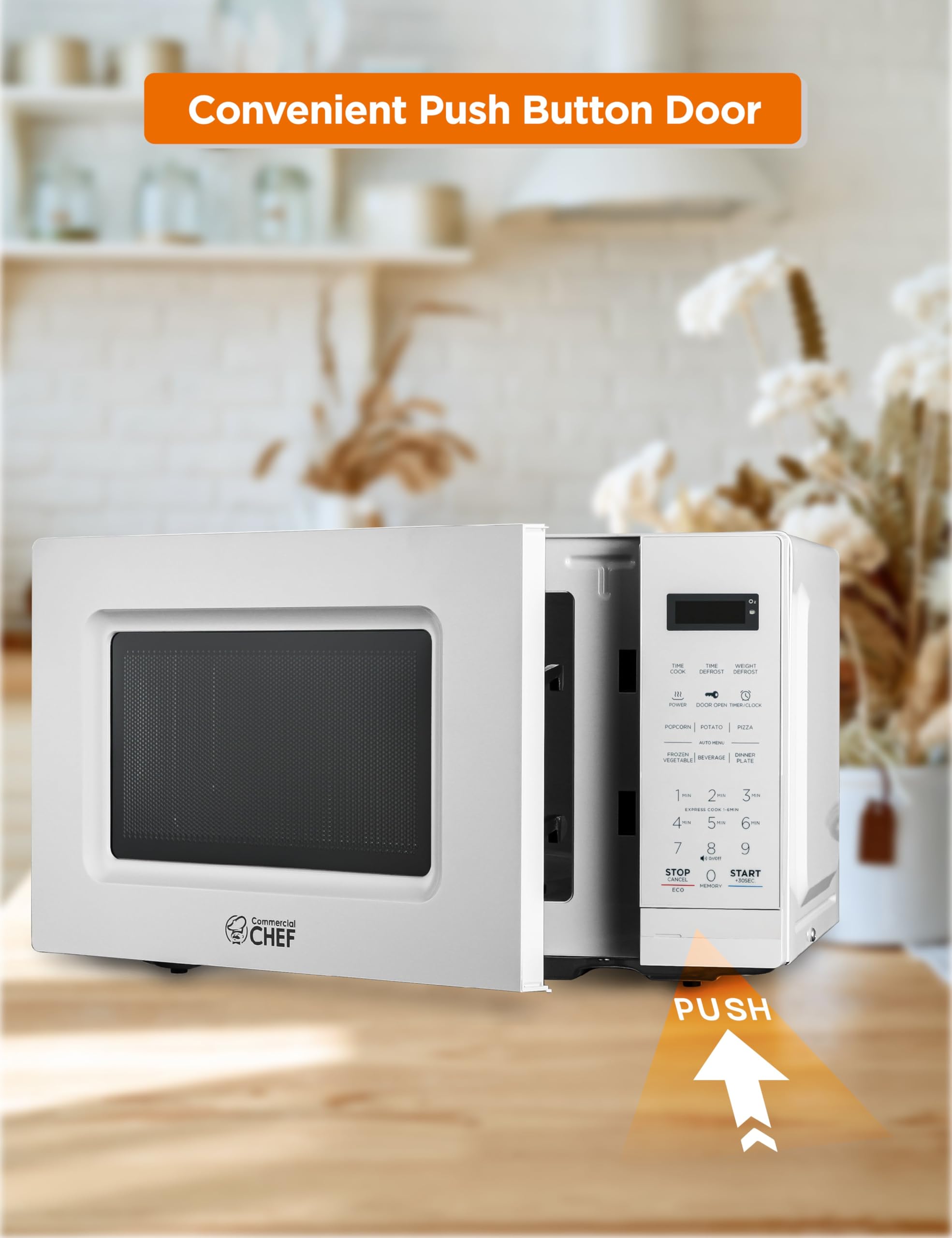 COMMERCIAL CHEF Microonde da 0,7 Cu Ft con 10 livelli di potenza, forno a microonde da 700 W con display digitale, forno a microonde da banco con serratura di sicurezza per bambini, programmabile con
