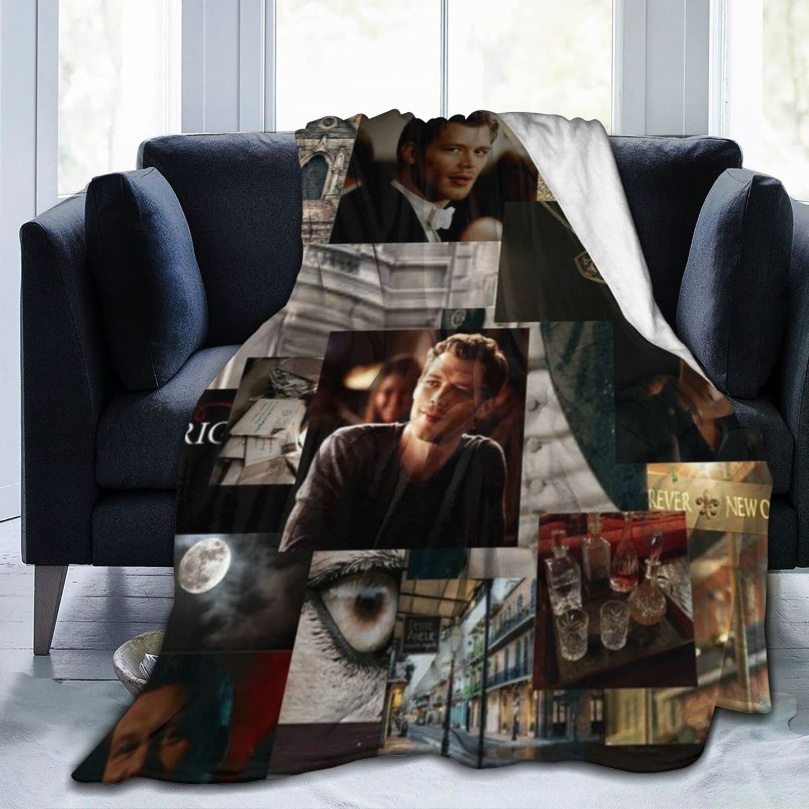 Djngn Women's Black Cozy Plush Klaus Thow Blanket Mikaelson Flannel Blanket,Bedding Warm Fleece Soft Blanket For Sofa Couch Living Room Office Car Camp Beach Blankets 50"X40"