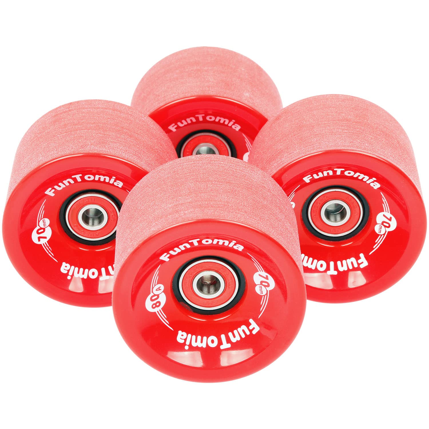 FunTomia 4 Stück Longboard/Skateboard Rollen (Big Wheels) in 70x51mm 80A oder 86A inkl. ABEC-9 Kugellager