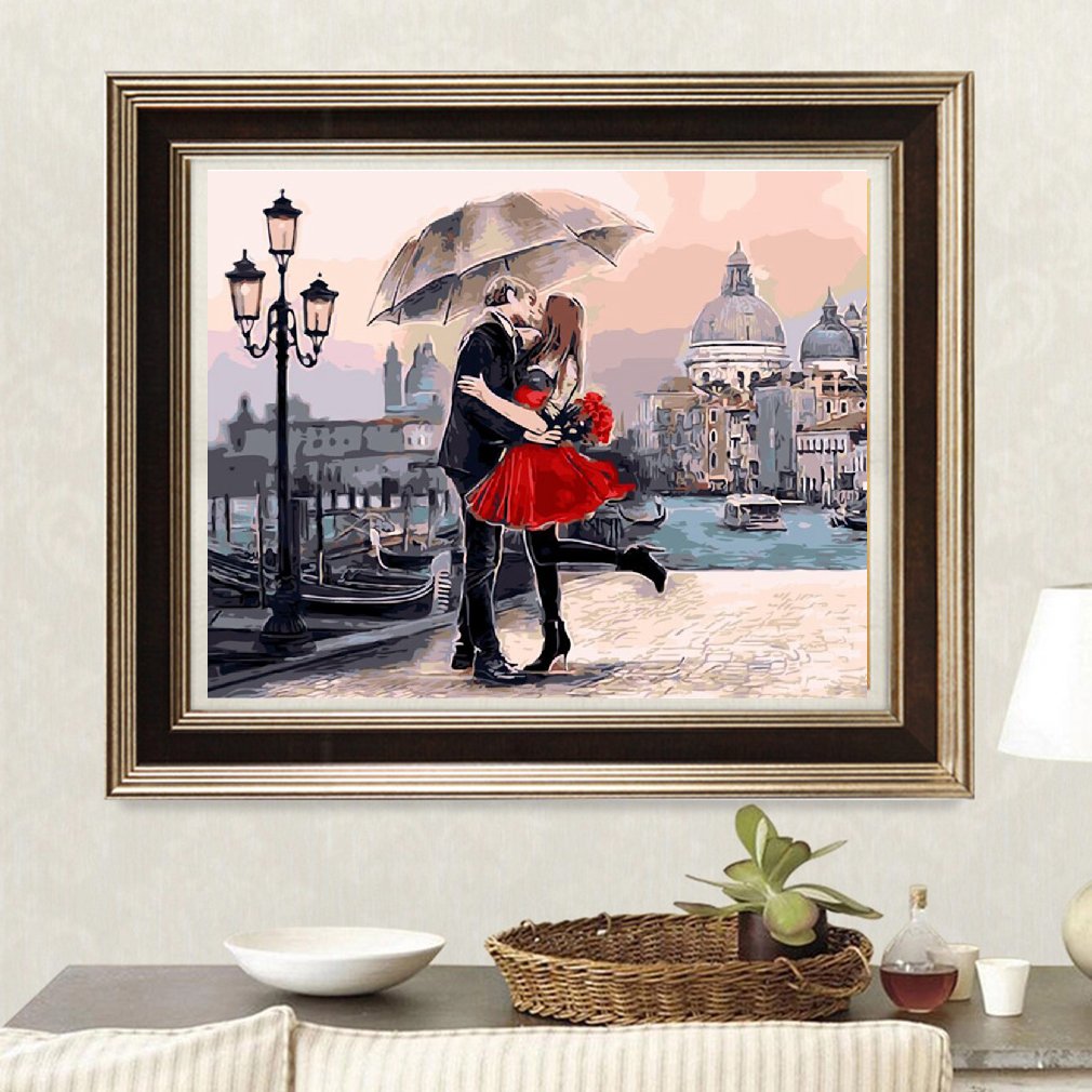 ダンスするカップルの油彩画(原画、額付き) Amazon.co.jp: Canorna アートポスター DIY カップルや恋人 数字油絵