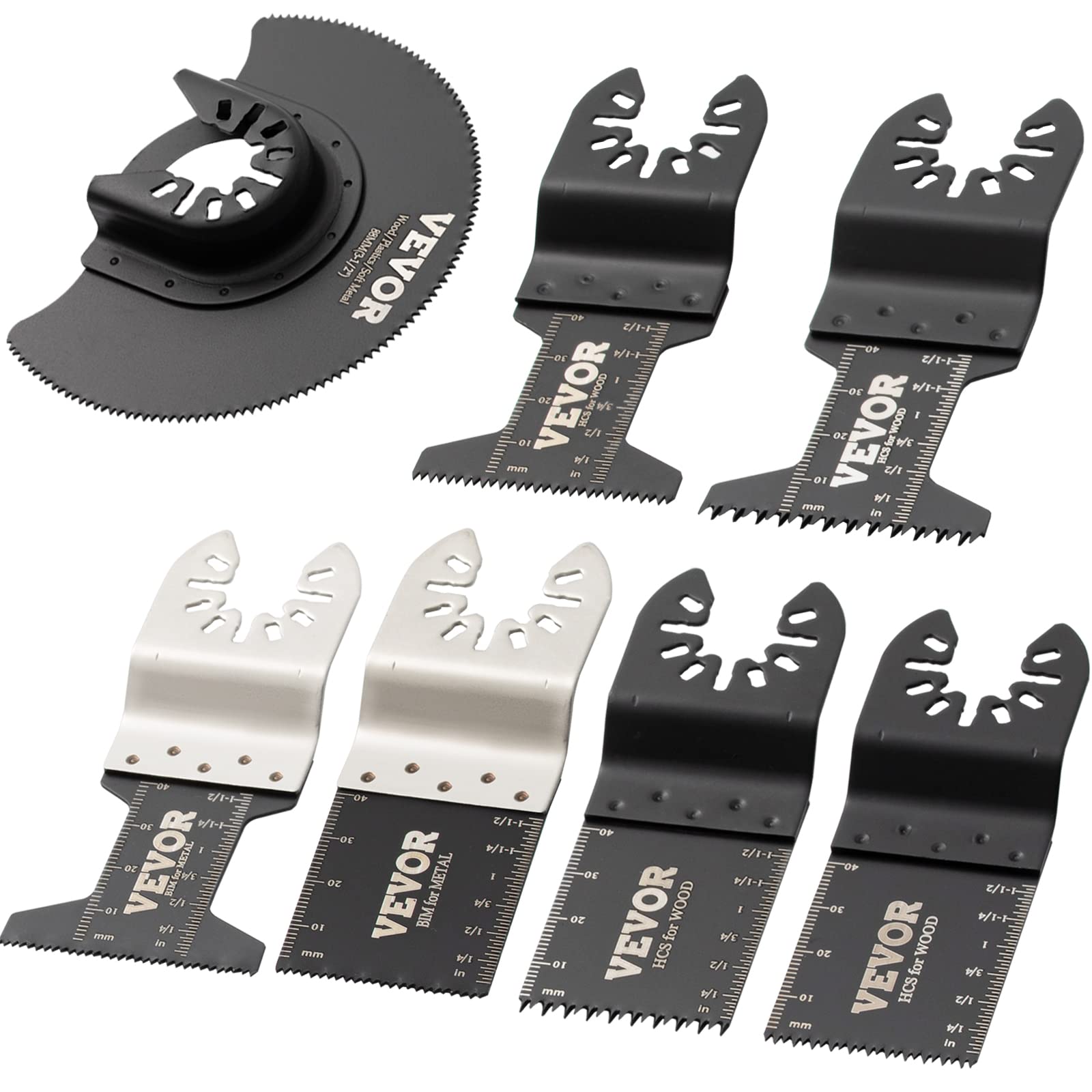 VEVOR Kit Scie à Outil Oscillant 7 Types de Lames Lame Outil Multifonction Oscillante Acier Inoxydable Lames de Scie Multi-outils Universelles Oscillantes 45-47HRC pour Faciliter le Processus de Coupe