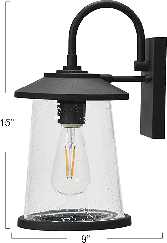 Miniatura 2 de Hudson - Luz exterior de metal y vidrio semillado, zinc envejecido