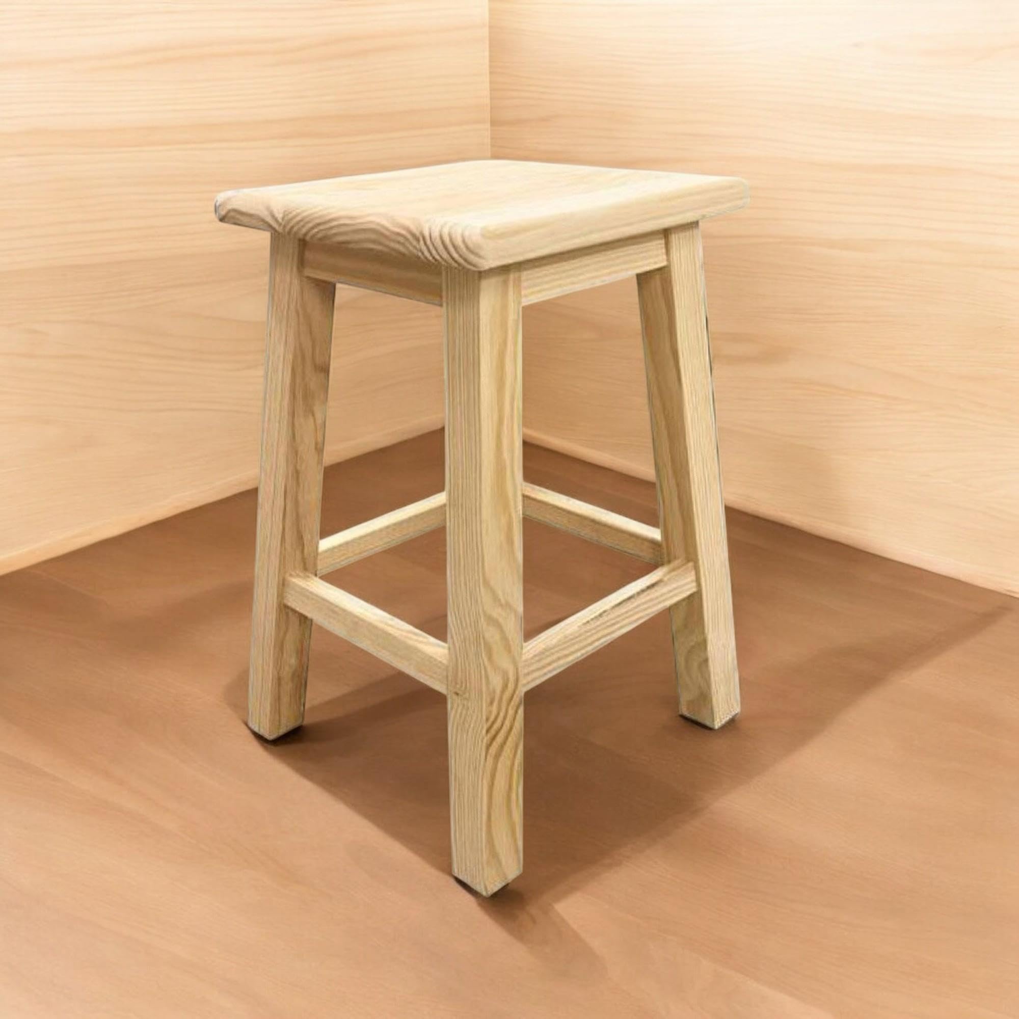 Well Home Tabouret carré en bois massif de couleur naturelle 31x31x50cm