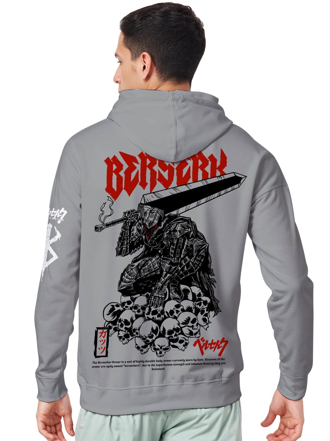 crazymonk Men's Cotton Printed Full Sleeve Guts Wrath Berserk Oversized Hoodie