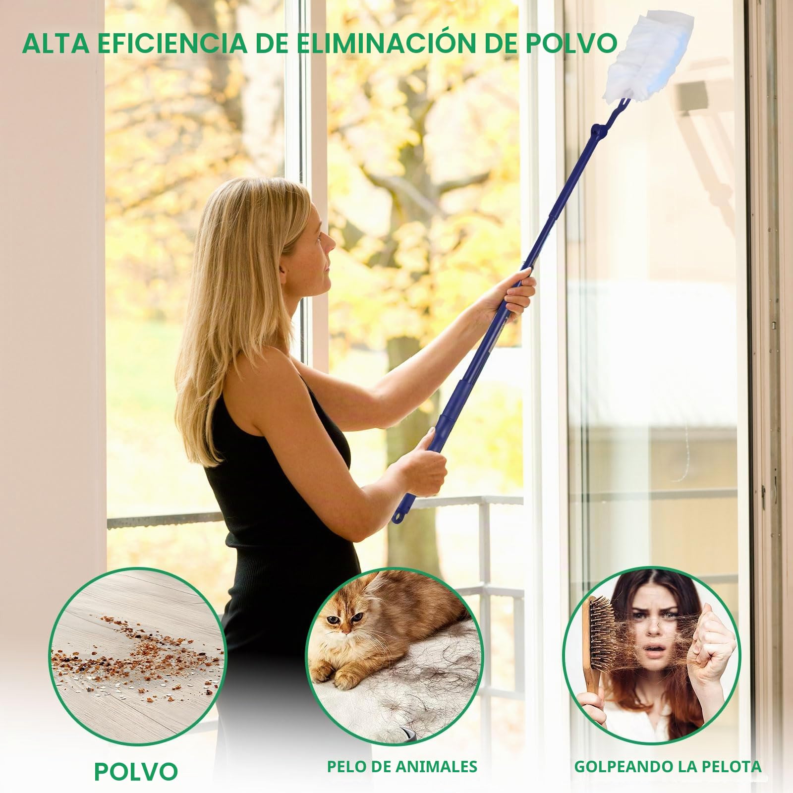 50 Piezas Plumero Duster Kit, Recambios para Plumero de Polvo, Plumeros Antiestático, con 1 Mango Largo Y 1 Mango Corto, Plumeros Atrapapolvo, para Pelo de Animales, Polvo, Suciedad