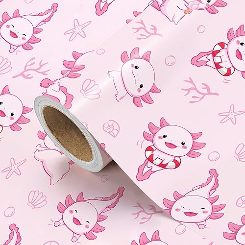 Vista 173 de WRAPAHOLIC Papel de regalo reversible, mini rollo, 17 pulgadas x 33 pies, adorable diseño de gato y azul sólido para cumpleaños, vacaciones