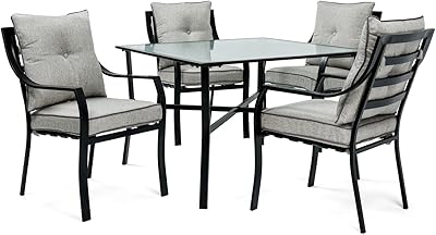 Hanover Lavallette 5-Piece Steel Outdoor Patio Dining Set, Gray