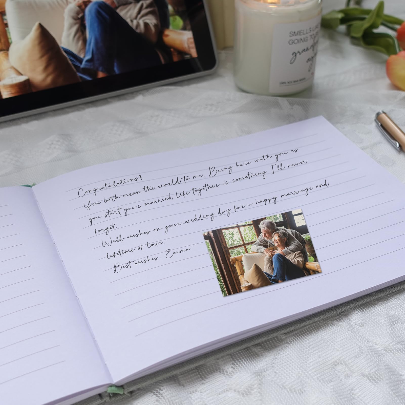 Gästebuch Hochzeit Gästebuch Hochzeitsempfang - Klassisches Baby Shower Gästebuch - 100 linierte Seiten für Braut Geburtstag Abschluss - Gästebuch im Buch für Hochzeitsdeko, Grün
