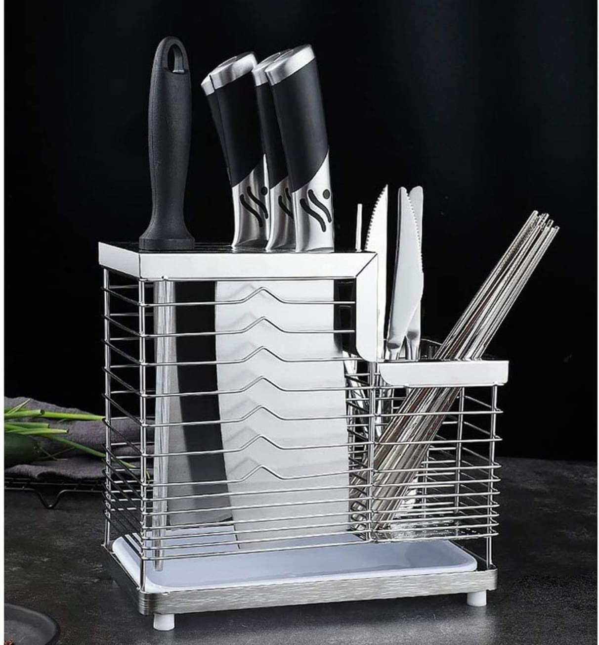 Bloque Cuchillos Cocina Soporte para Cuchillos De Ventilación Hueca, Soporte Universal De Acero Inoxidable para Palillos, Bloque para Cuchillos De Cocina