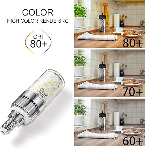 Miniatura 4 de Bombillas LED E12, bombillas LED de candelabro de 12 W, equivalente a 100 W, bombillas de araña blanca diurna de 6000 K, bombillas de ventilador de