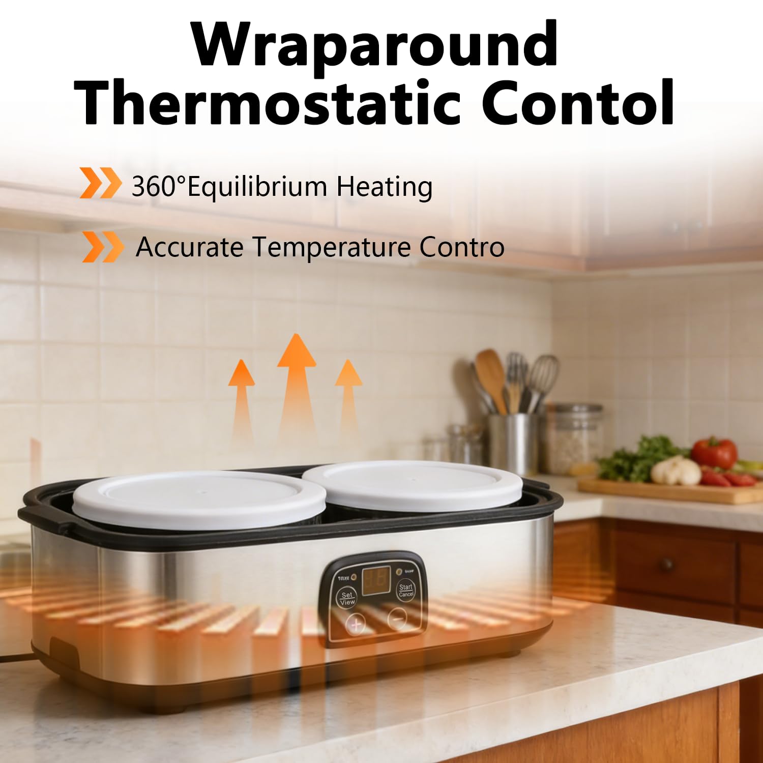 Automatischer Joghurtmaschine, 2L Einstellbare Temperatur & Timer Elektrischer Joghurtbereiter mit LED-Anzeige und 2 Glasbehältern, Ideal für Zubereitung Bio-Joghurt, Milchprodukten, Käse, Natto