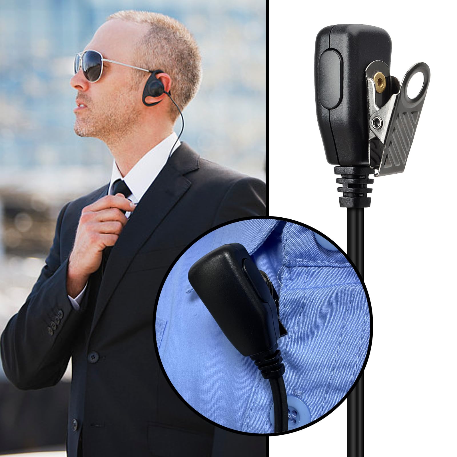 HYS Auriculares en Forma de D con micrófono PTT Compatible con Baofeng UV-5R UV-82 BF-888S Kenwood Quansheng UV-K5 K6 Wouxun Walkie Talkie (10)