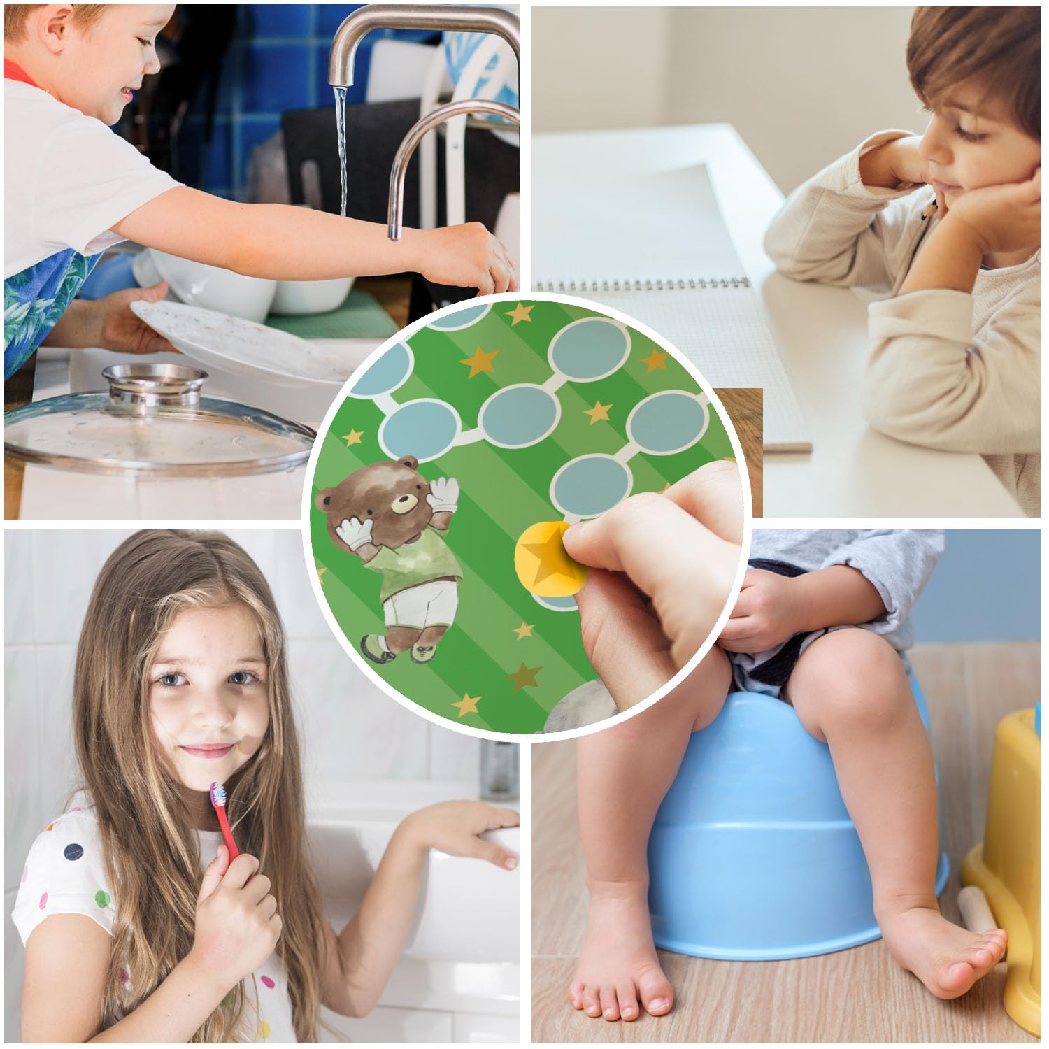 Set di 10 tabelle delle ricompense Calcio con adesivi a forma di stella per bambini