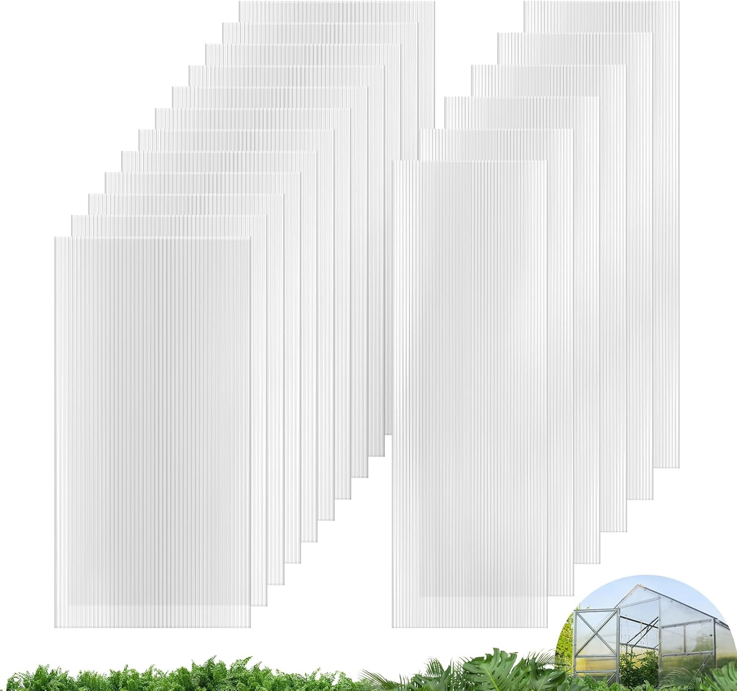 UMIG 0.32" Thickness 12 PCS 4FT x 2FT Twin-Wall Polycarbonate Greenhouse Panels and 6 PCS 6FT x 2FT UV Protected Polycarbonate Roof Panels