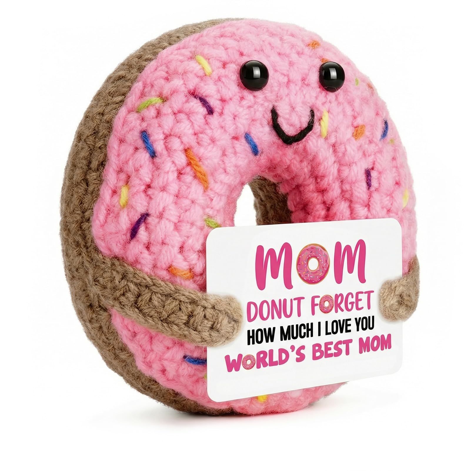 Crochet Donut Plush Toy Adorable Doughnut Stuffed Animal Soft Mini Plushie Pillow for Stress Relief for Girls Women