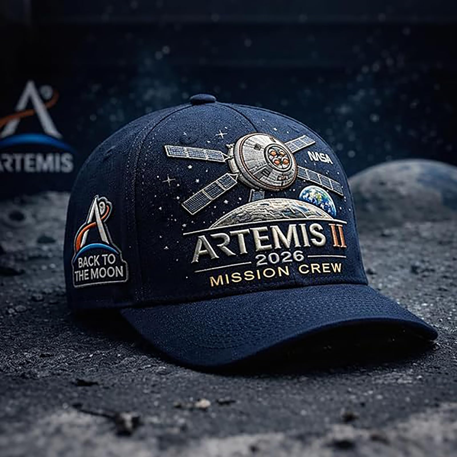 Artemis II Lunar Mission Commemorative Cap, 2026 Back to the Moon Space Hat, Astronaut Theme Baseball Cap, for Space Explore Black — view 2