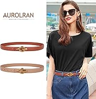 Vista 251 de Cinturón de cuero clásico con hebilla de metal para mujer con vestido de jeans Aah-negro-clásico