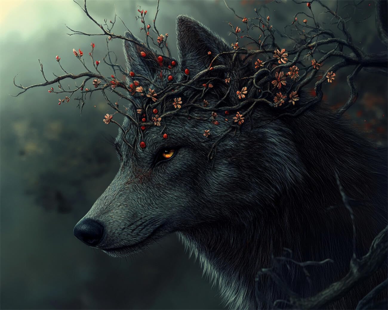 RKFLGEW DIY Seed Bead Embroidery Kits Wolf Oil Painting 30x40cm