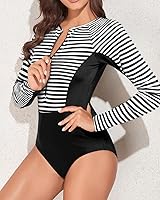 Vista 3 de Daci Camiseta de natación de manga larga para mujer, con cremallera, protección solar UPF 50