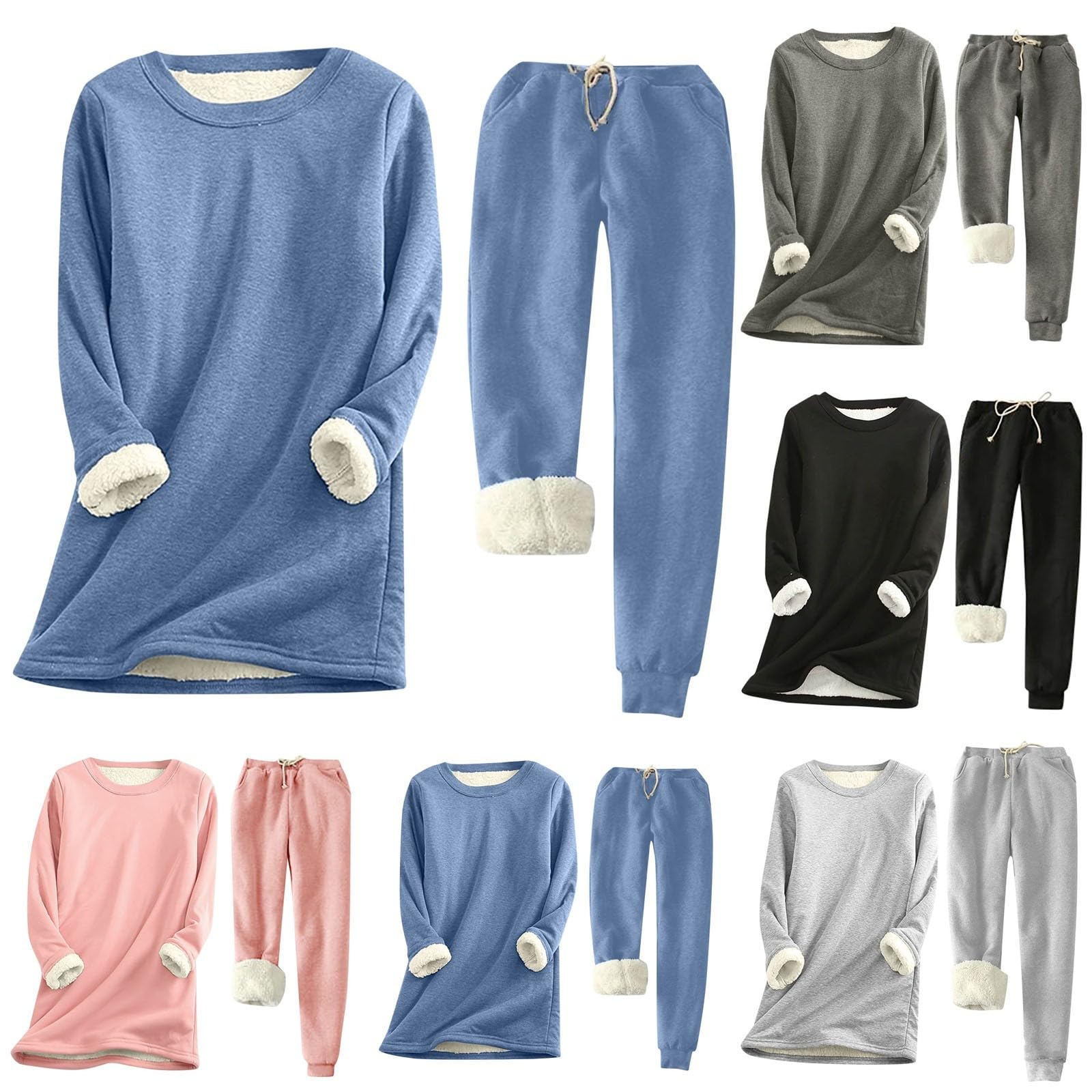 Pijama de forro polar para mujer, ropa de dormir cálida, juego de dos piezas, felpa para otoño e invierno, ropa de salón, mullida, con bolsillo, térmico, largo, acogedor, PjS con solapa