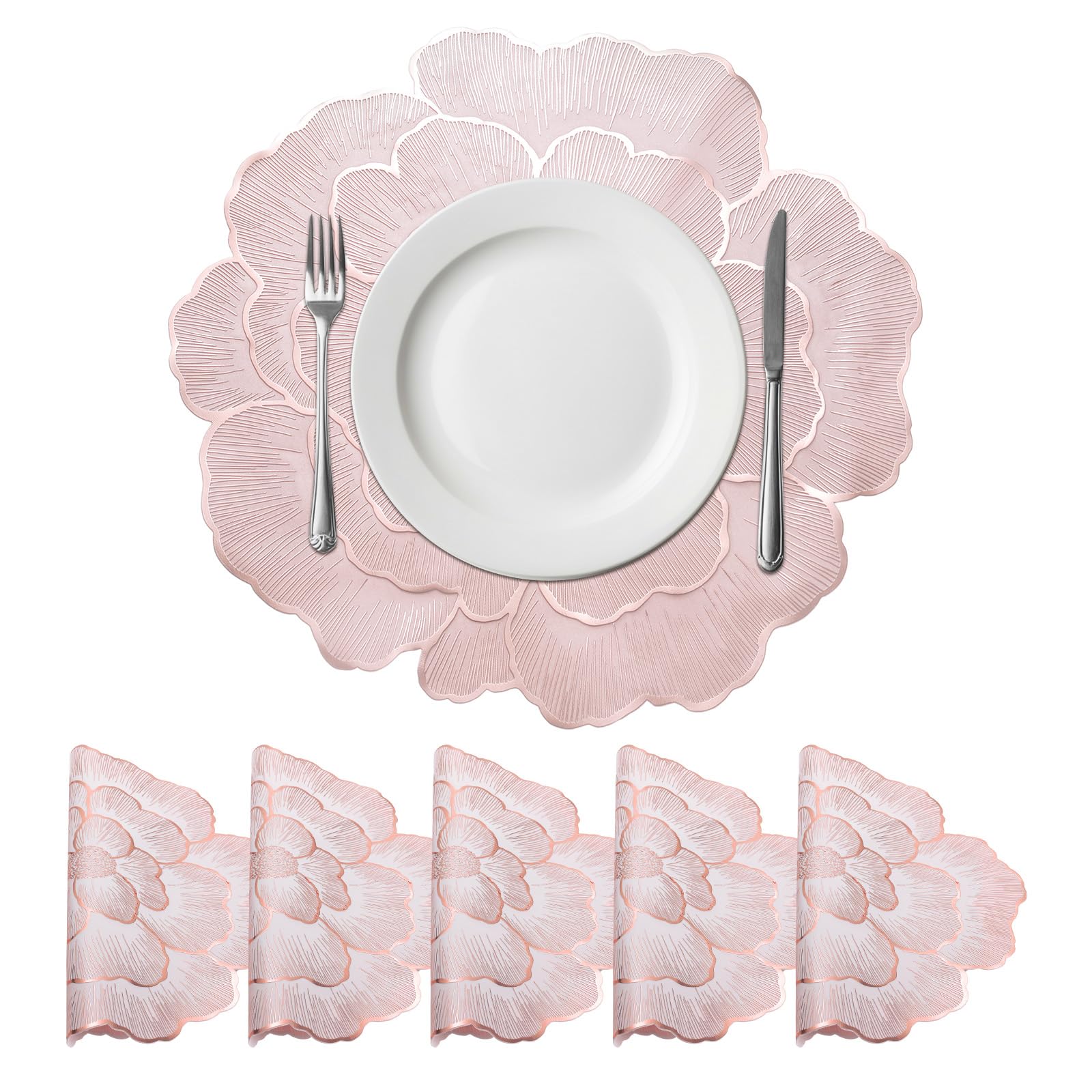 Set de table rond uxcell en polyvinyle métallisé lavable pour table à manger (Lot de 6, 38cm)