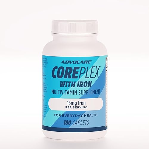 AdvoCare CorePlex con hierro - Multivitamínico con vitamina A, B-6, B-12, C y E - También incluye tiamina, ácido fólico y magnesio - 180 cápsulas