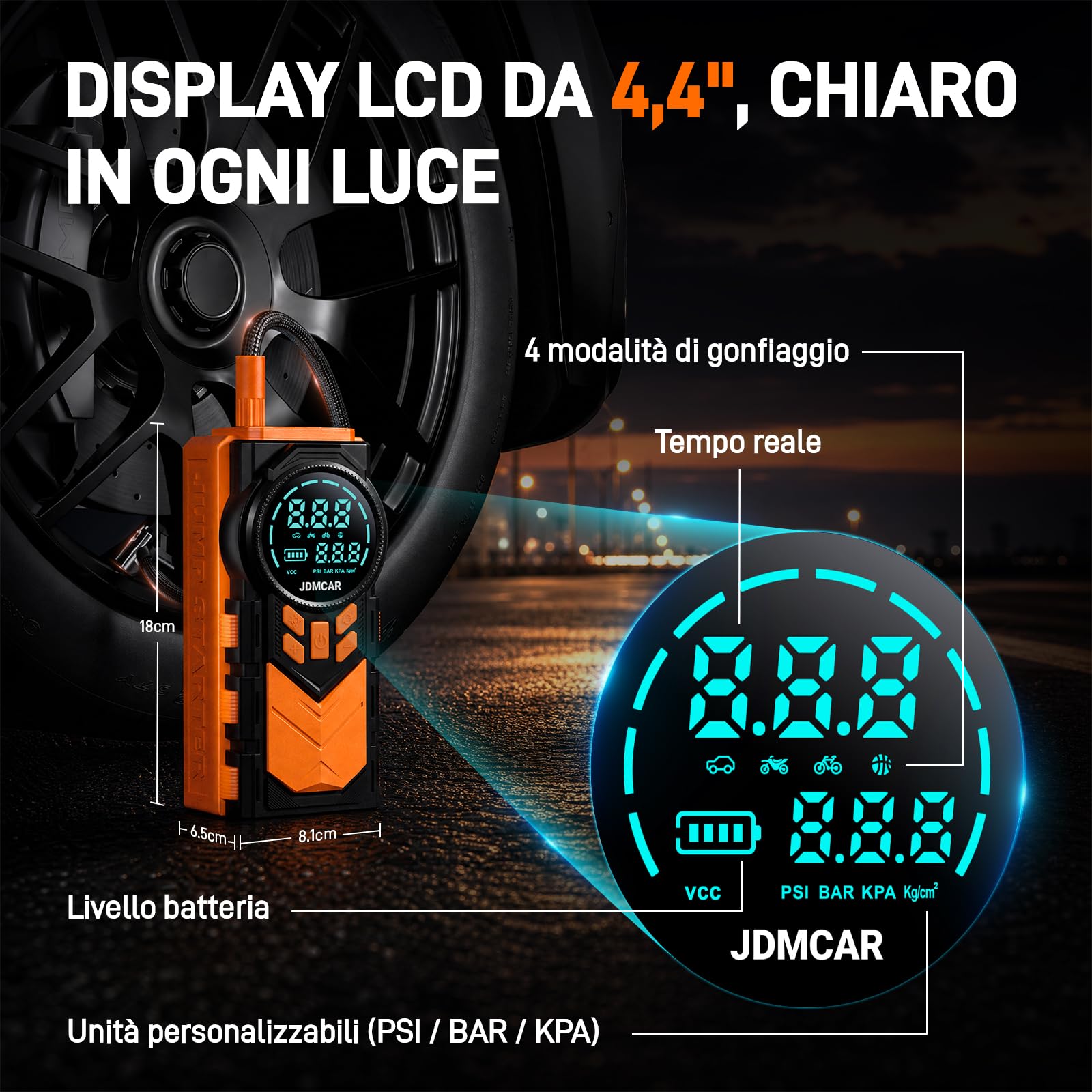 JDMCAR Arrancador de Coches con Compresor, Inflador de Neumáticos, Jump Starter Arrancador de Baterias de Coche