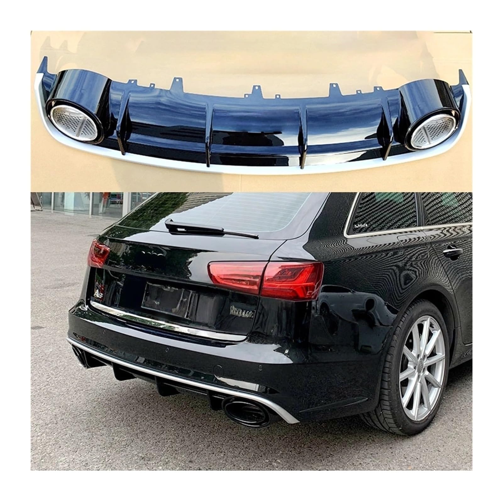 Protector de alerón difusor de parachoques trasero compatible con Audi A6 S-line S6 Hatchback Avant Touring 2015-2018 RS6(Style 2)