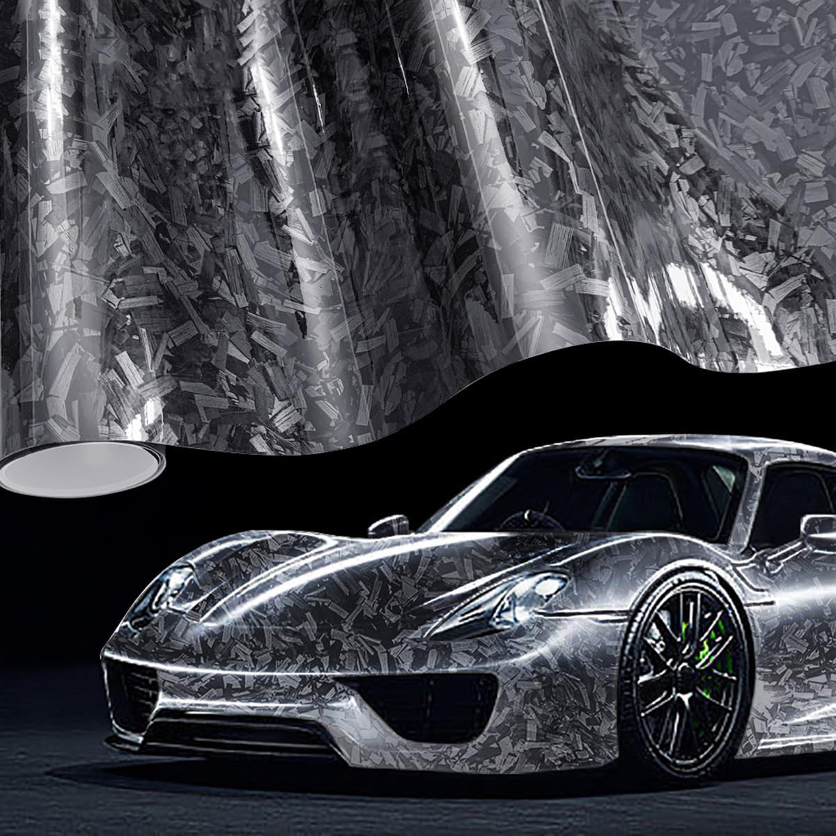 Forged Carbon Fiber Vinyl Wrap Black Car Vinyl Wrap Self Adhesive Film for Car Motorcycle Scooter Bike, 50x500CM