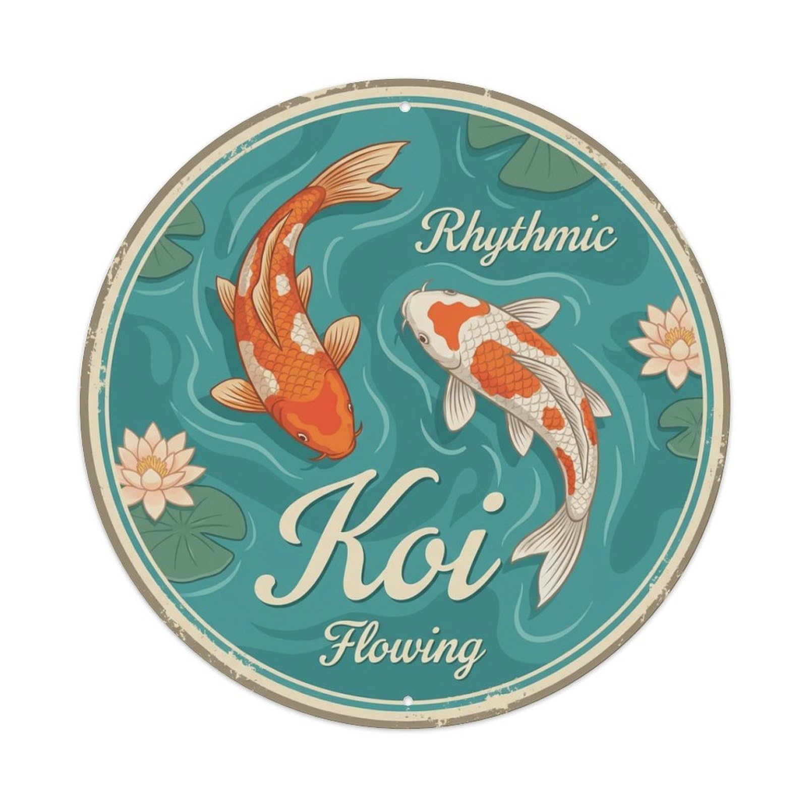 Metal Tin Sign Koi Fish Daydream Fantasy Japan Ukiyo-e
