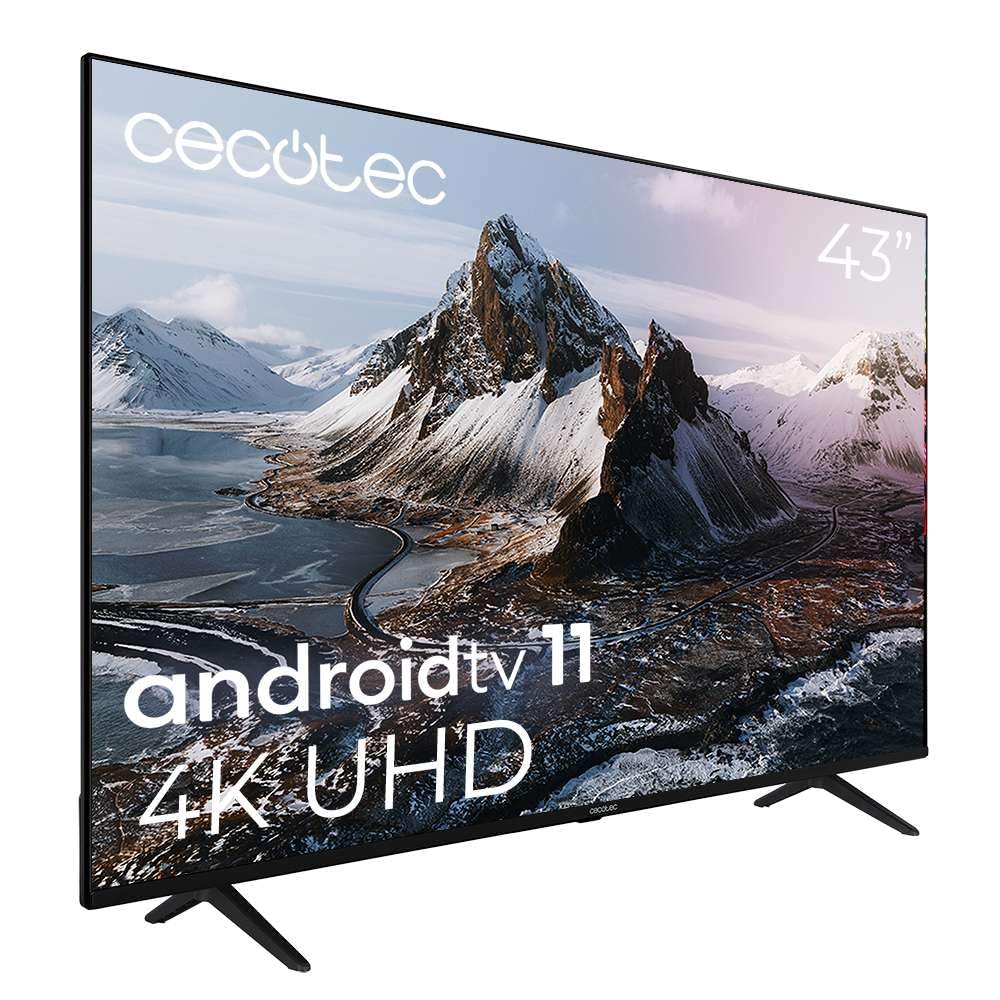 Cecotec Fernseher LED 43" Smart TV A3 Series ALU30043S. Auflösung 4K UHD, Betriebssystem Android TV 11, Google Voice Assitant y Chromecast, Sistema Dolby Vision, Modell 2023