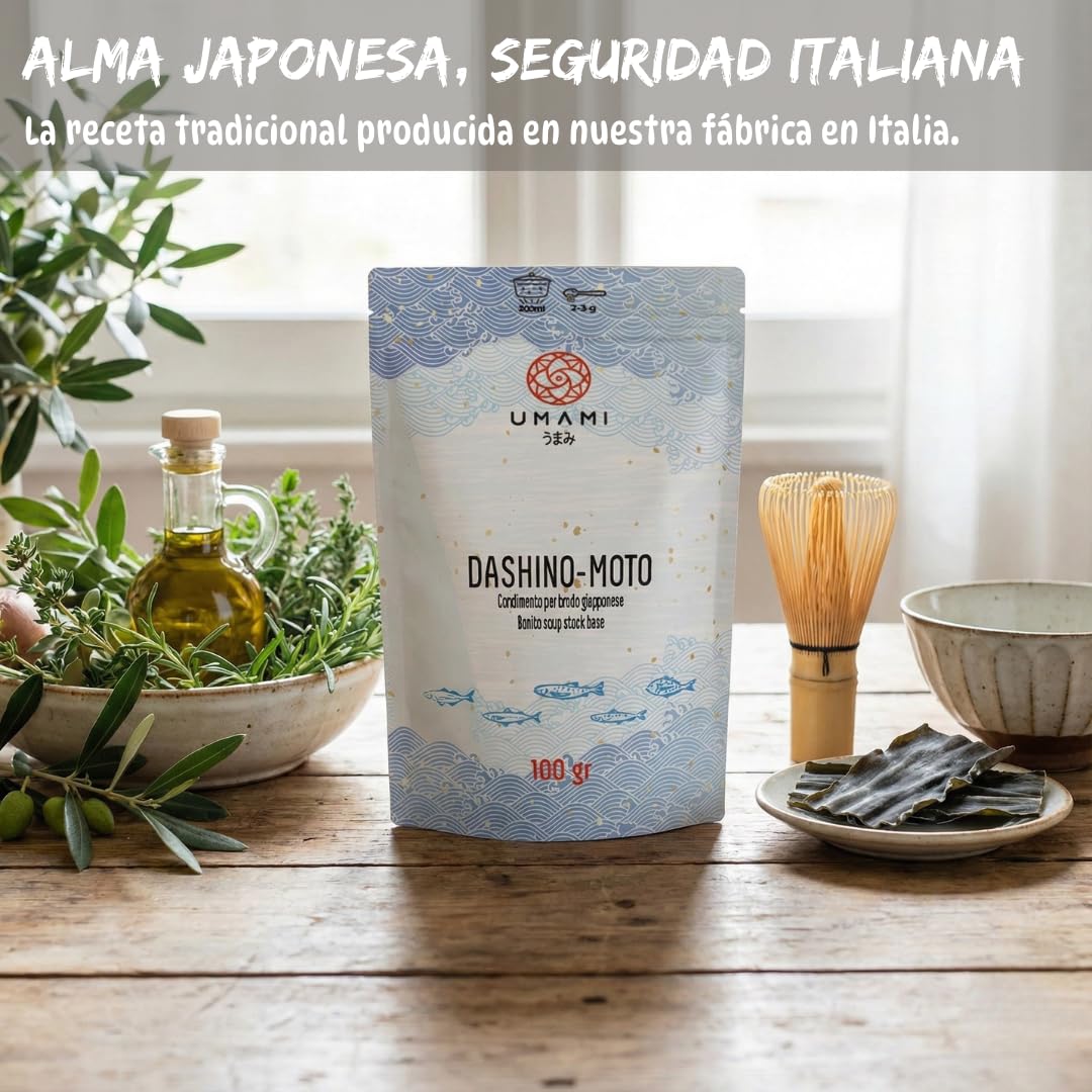Umami Dashino-moto (Granulado para caldo) - 100 g - Elaborado por japoneses, procedente de pesca sostenible, secado lento y delicado