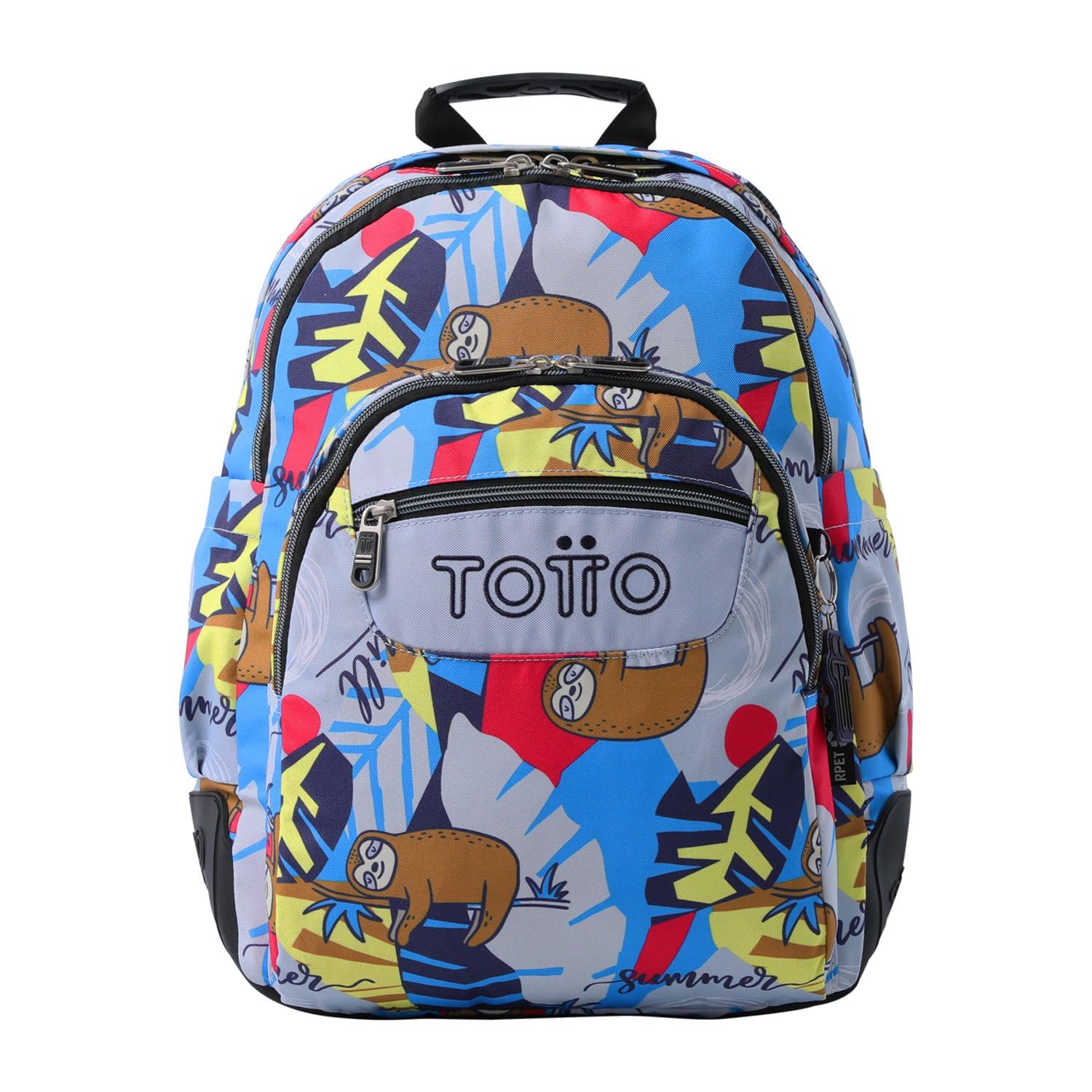 TOTTO Mochila Escolar Grande, Modelo Rayol, Capacidad 19 L, 3 Compartimentos, 2 Bolsillos Botella, Bolsillo para PC 14", Espaldar Ergonómico con Flujo de Aire, Correas en S, Estampado Lazel