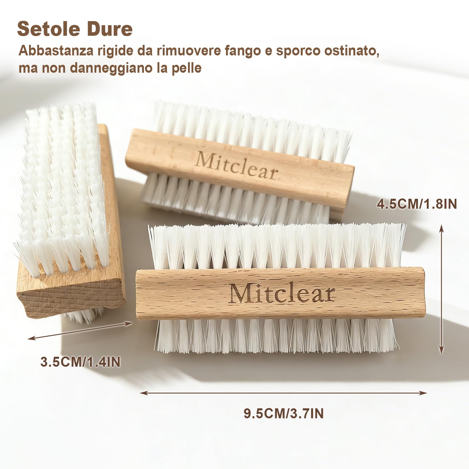 Mitclear Spazzola per Unghie in Legno, Spazzolino per la Pulizia delle Unghie con Setole in Plastica Dura, Spazzoline a Doppia Faccia per la Pulizia di Unghie, Mani, Piedi(3 Set)