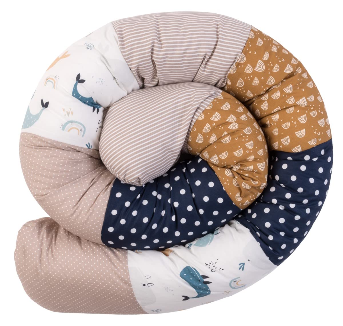 ULLENBOOM ® Baby Kuschelschlange 200x13 cm Wale (Made in EU) - Kuschelschnecke in vielen Farben und Größen, Bezug: 100% OEKO-TEX® Baumwolle, Nackenrolle, Kopfschutz für Wickeltisch, Motiv: Sterne