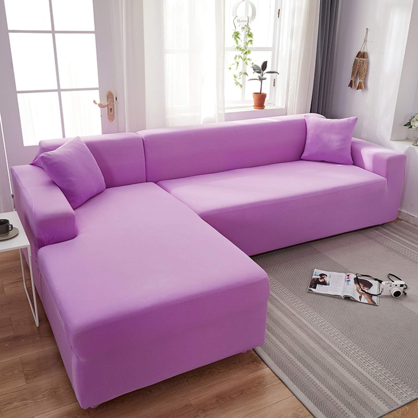 NSXBY1 ② ③ 4 Seats,Stretch Sustainable Washable,Sofa Covers,Sofa Slipcover,Universal Furniture Protector Corner Sectional Sofa,L Shape-X L Shape 4+4 Seats