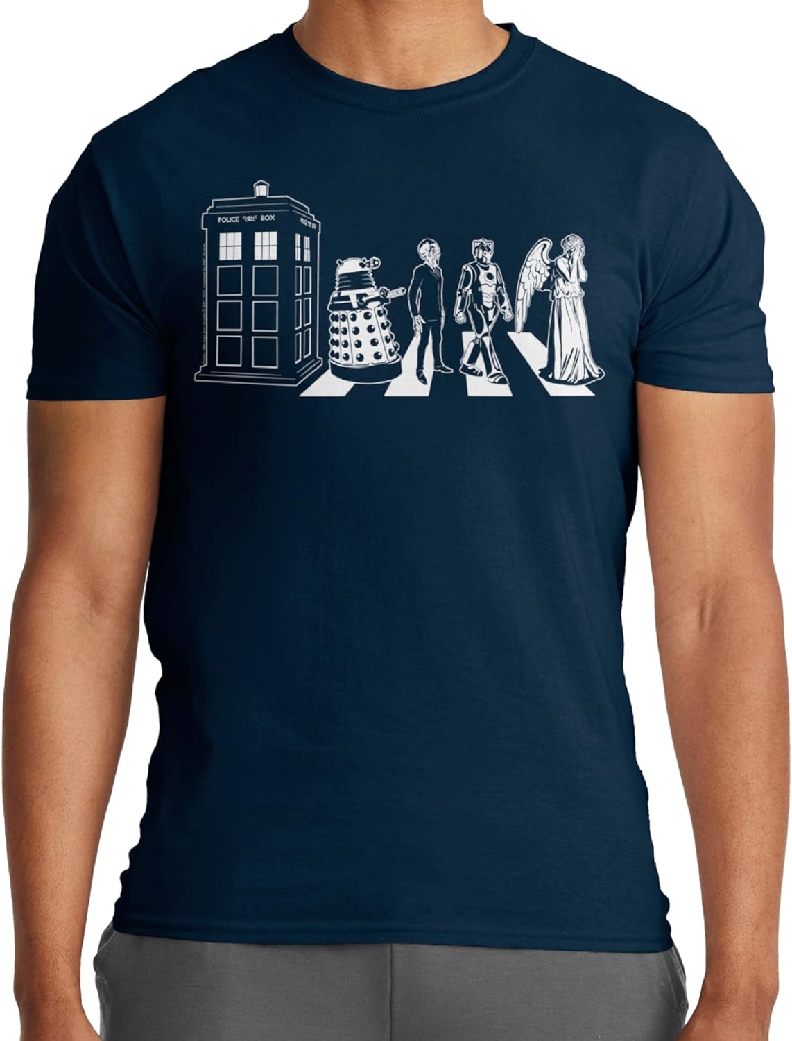 Ripple Junction Doctor WHO Men’s Short Sleeve T-Shirt Tardis Dalek Weeping Angel Cyberman Crossing Street Officially Licensed - Image 2