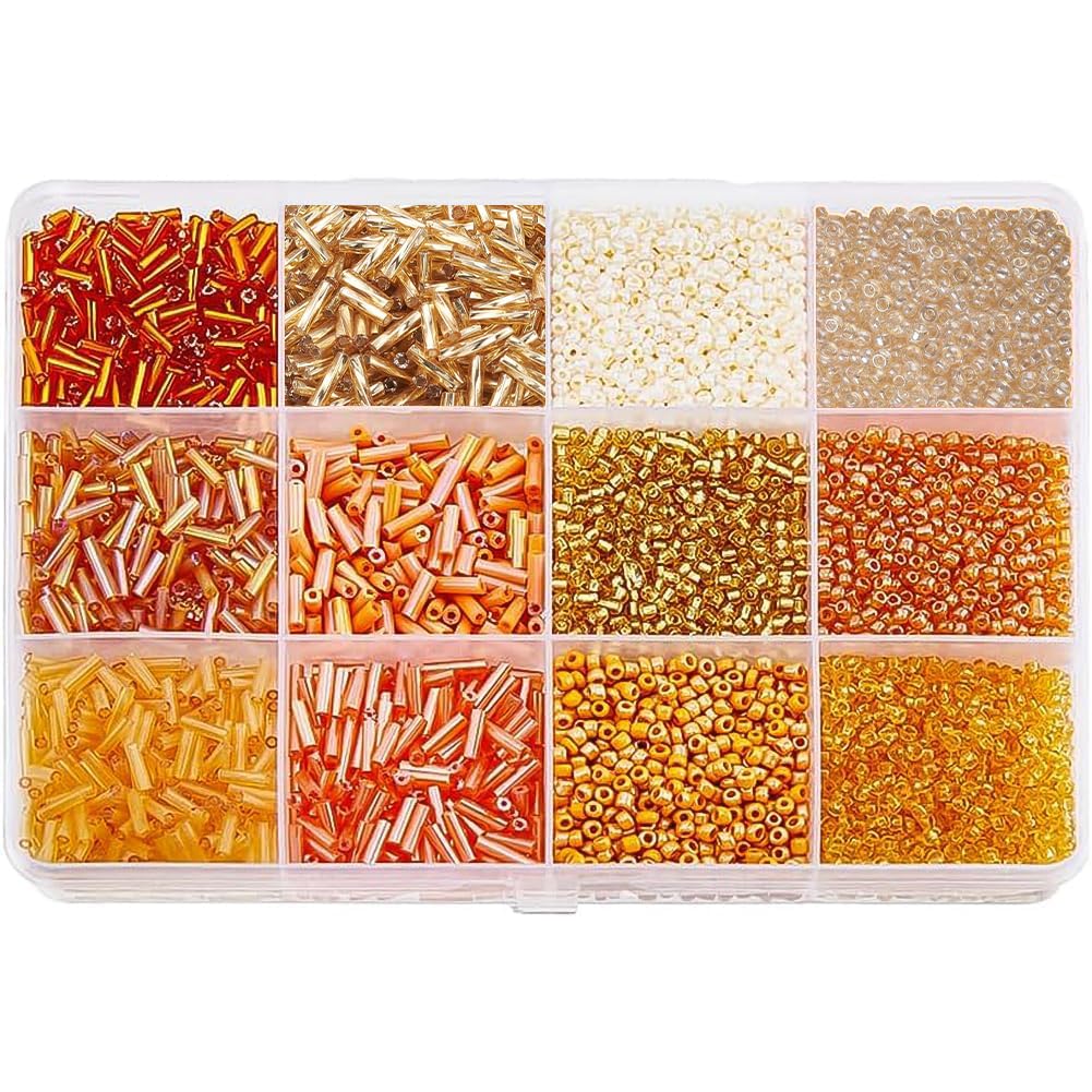 Perles tubulaires en verre orange pour customiser vos vêtements et artisanat