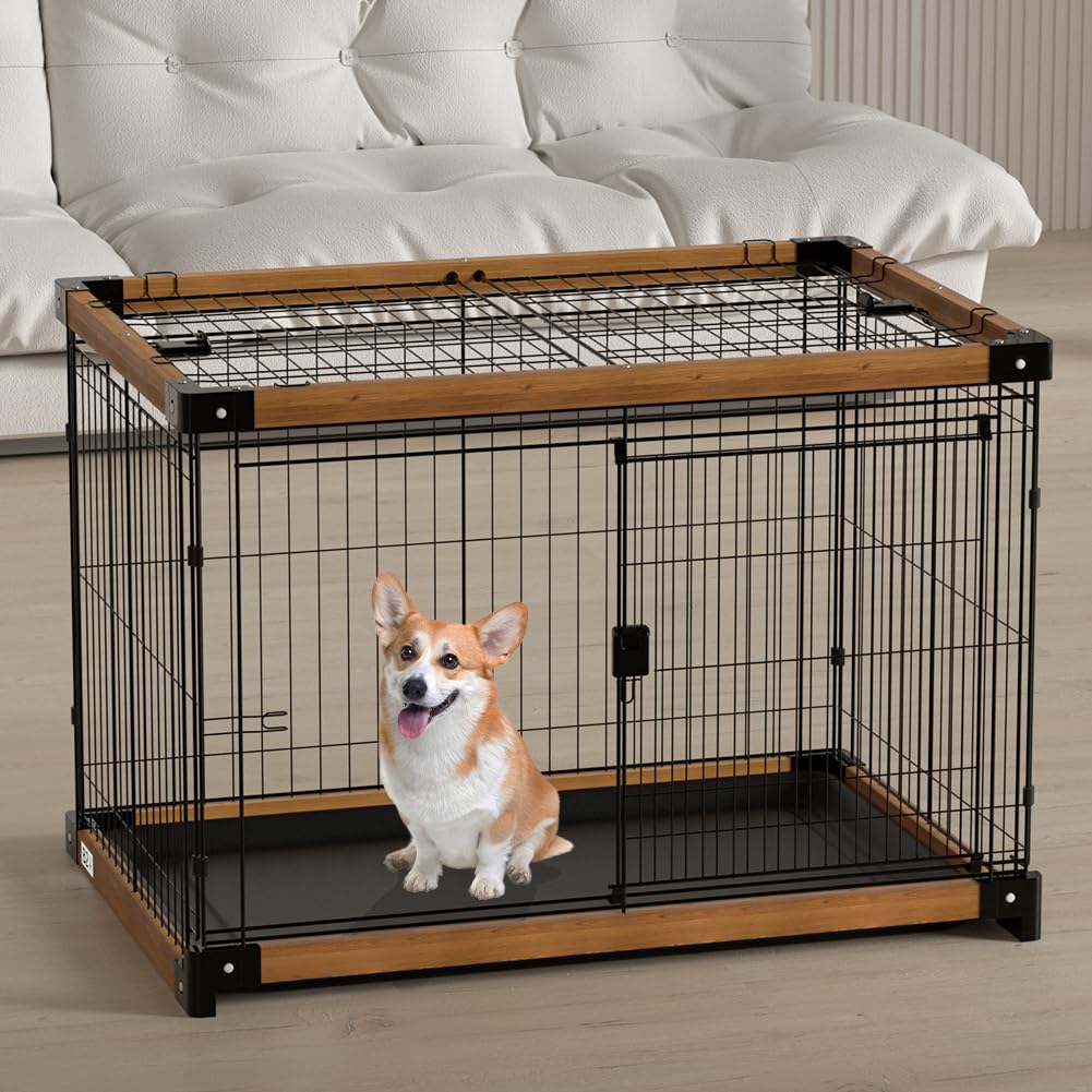 Amazon.co.jp: MEASUNM 木製犬ケージ 犬サークル ペットケージ 