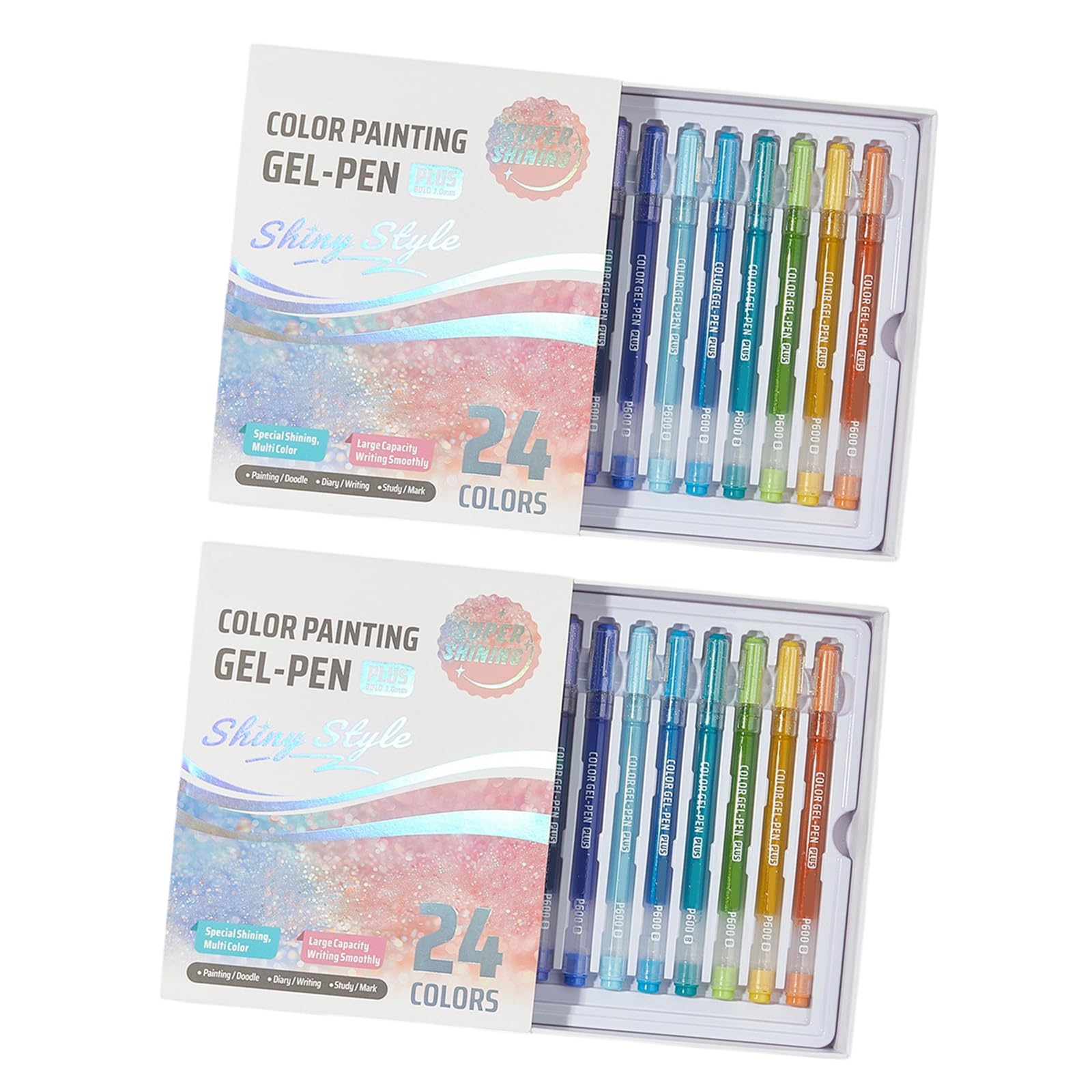 Juego de bolígrafos de gel con purpurina de 24/48 colores, 2 cajas