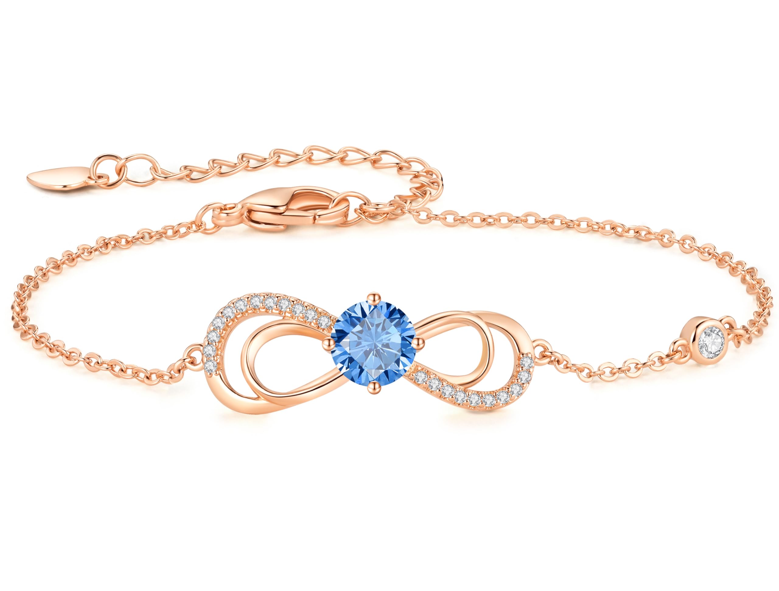 CDE Infinity Armband Damen Herz Geburtsstein Armkette Rosegold Kristallen Armkette Schmuck Muttertag Valentinstag Weihnachtsgeschenke Geburtstag Geschenke für Frauen Freundin Mama