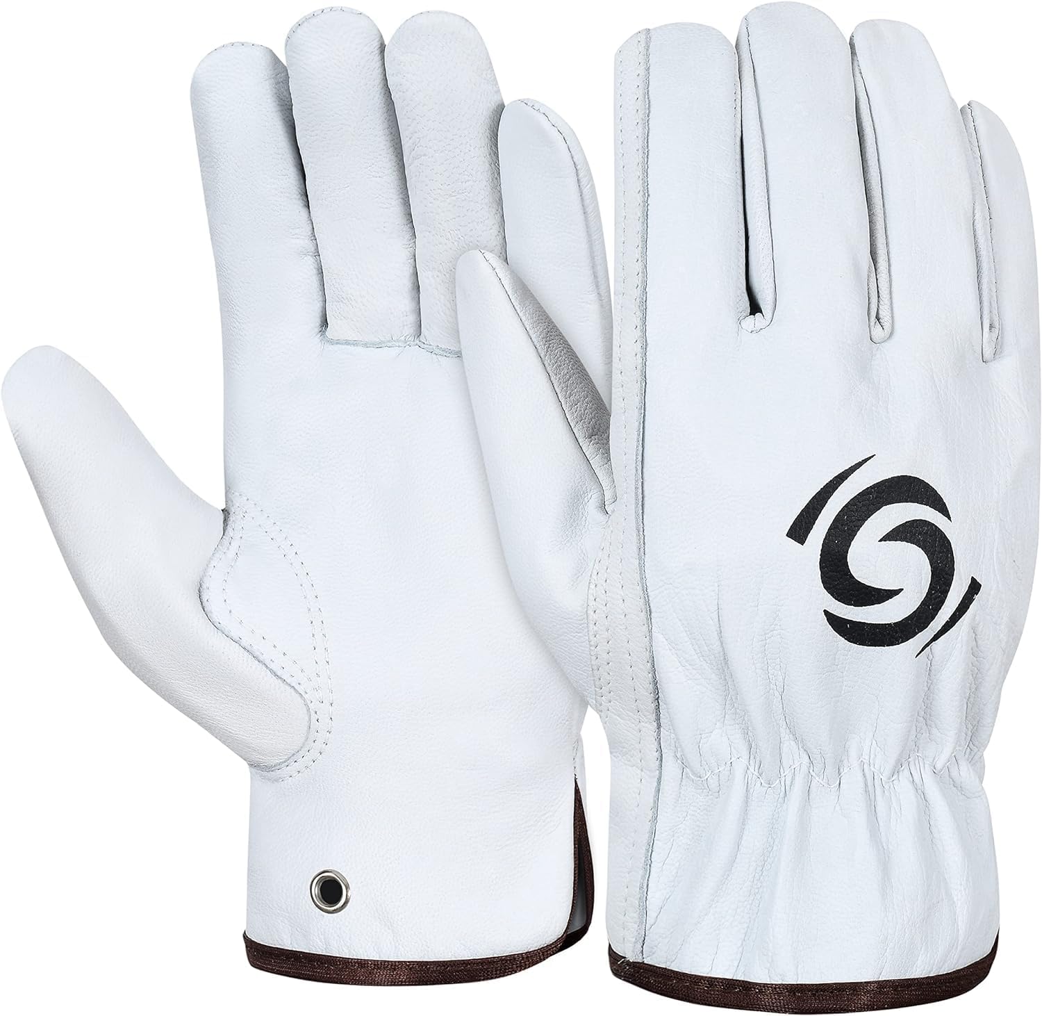 Leather Work Gloves Pack of 12 Pairs Warehouse Gardening Construction Gloves for Men Women Goat Skin Working Gloves