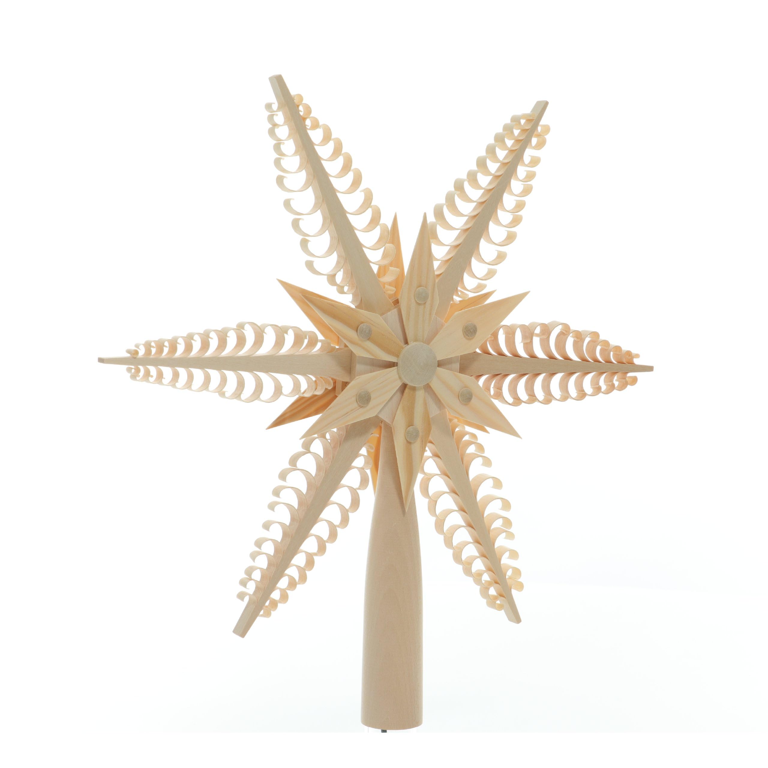 Rudolphs Schatzkiste Baumschmuck Christbaumspitze EL. Beleuchtet Mittig mit Holzstern(Beidseitig) BxHxT=27x28x3cm NEU Weihnachten Christbaum Baum Spitze Holzschmuck Holz Seiffen Erzgebirge D