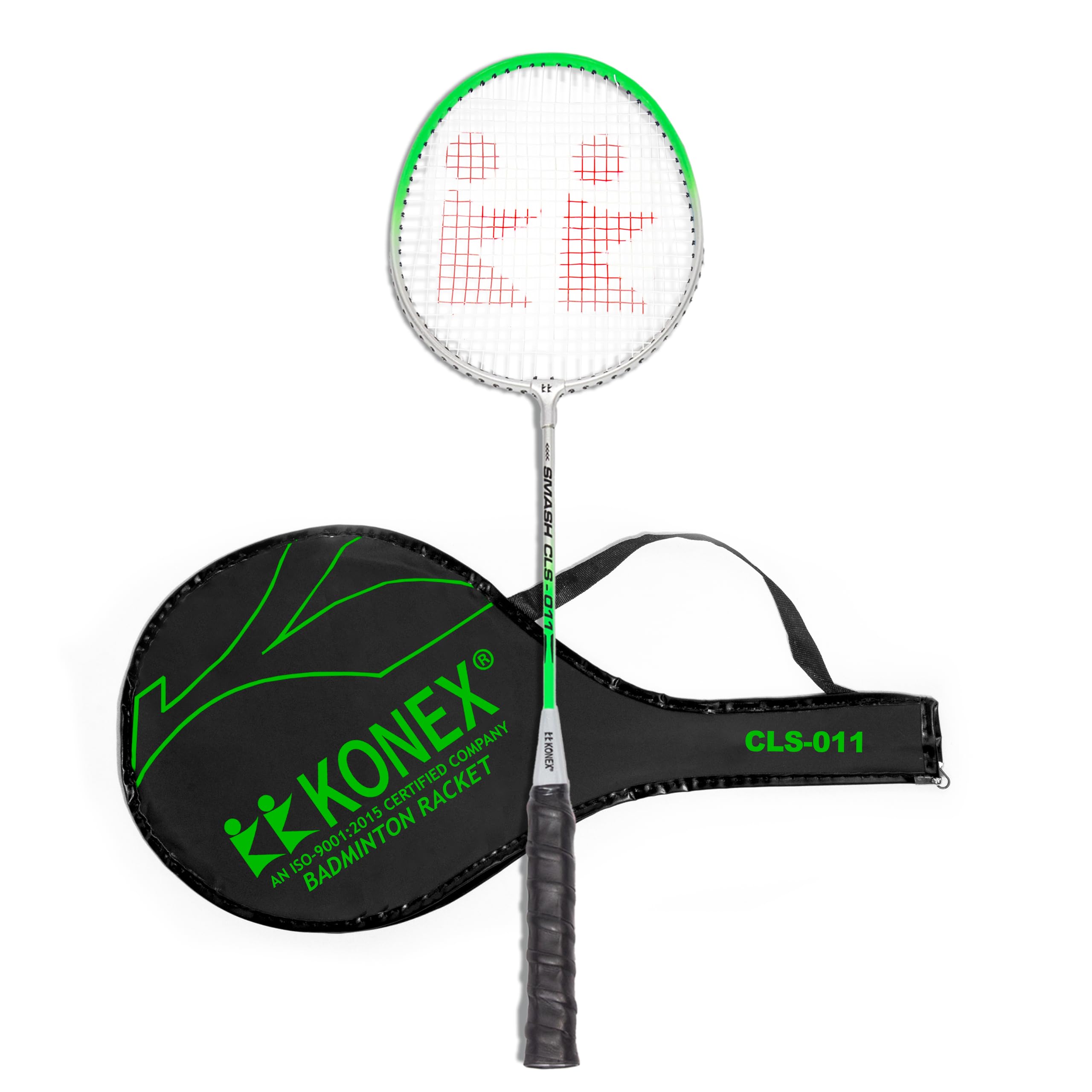 Konex Lightweight Aluminium Composite Badminton Racquet with Free Cover | for Beginner and Intermediate Players (Green 3/4 Cover, Pack of 1)