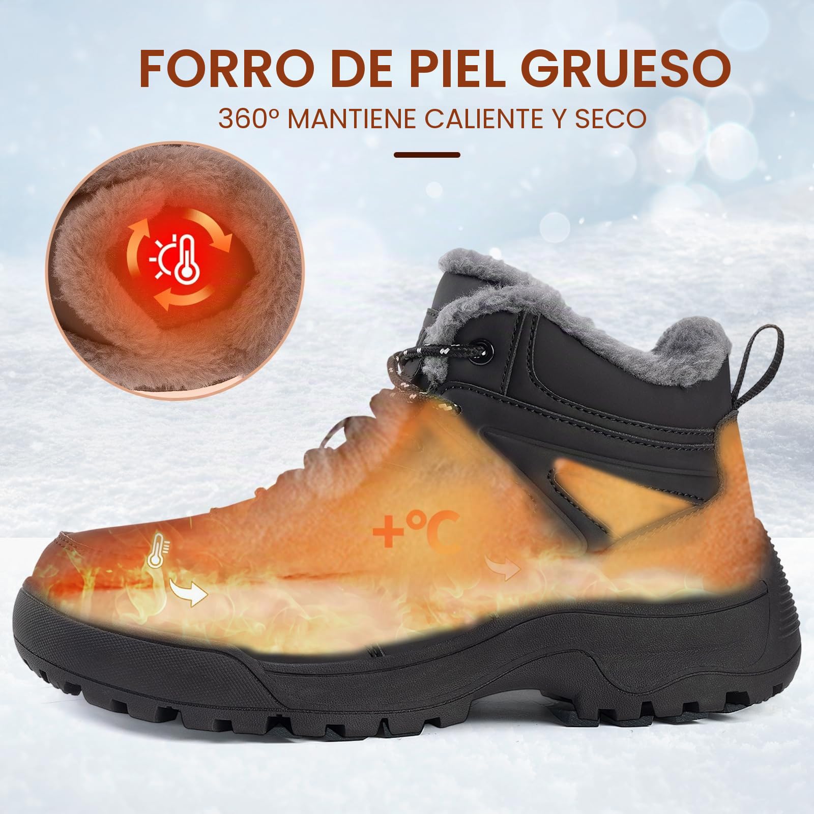 Botas de nieve de invierno para mujer botines cálidos exteriores ligeros media caña de piel sintética a la moda