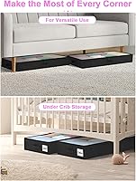 Vista 7 de punemi Under Bed Storage Containers, Below 4 Inches Tall Low Profile Foldable Under Bed Storage,No Structure, Soft Fabric Blanket Storage and